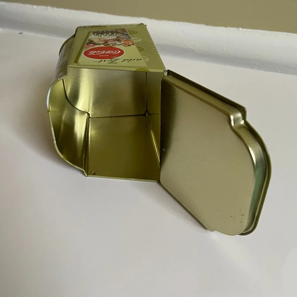Coca Cola Vintage Ads Tin Metal Organizer Container Storage Decor Lid Hinge